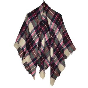 BLANKET SCARF Tartan Plaid Fringe Oversized Holiday Festive Christmas Cozy Shawl